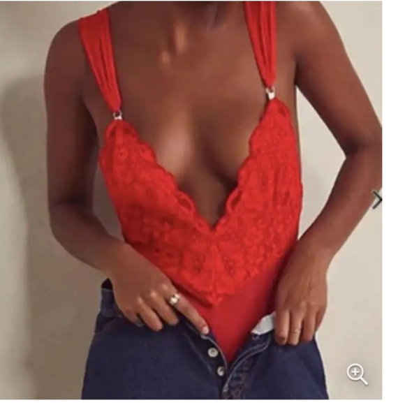 We Are HAH (Revolve), Cheap And Cheerful Bodysuit, Blood Orange Red, Size Small - Picture 2 of 14